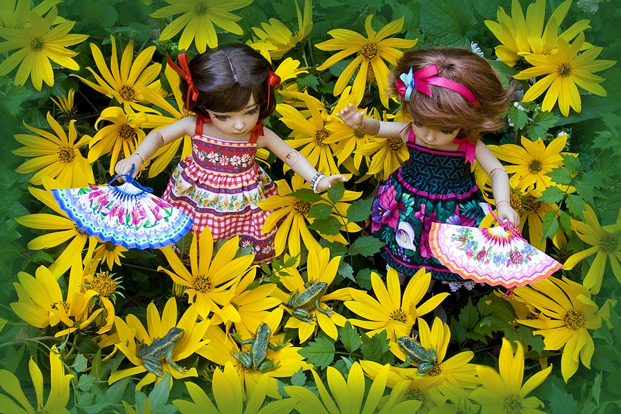 "F" is for Trying to Frighten Four Fat Frogs out of the Flower-bed with Fancy Folded Paper Fans